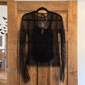 NWT Anthropologie Long Sleeve Beaded Top with camisole.